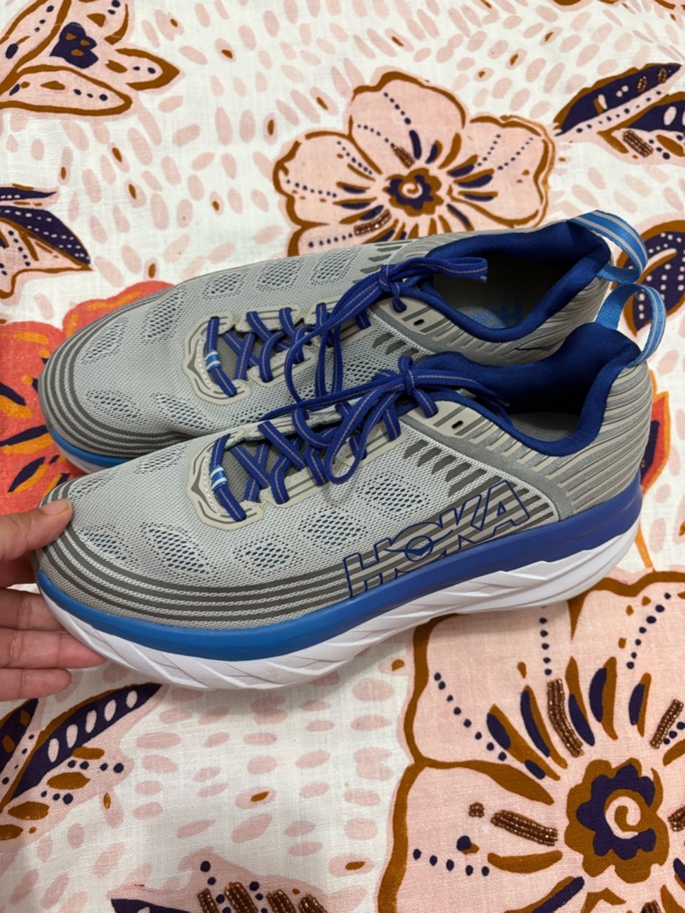 Hoka One One Bondi 6 Vapor Blue Frost Grey Running Shoes Sneakers Size 11